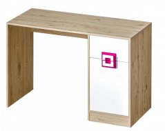 Pracovný stôl NIKO 10 dub jasný/biela/ružová