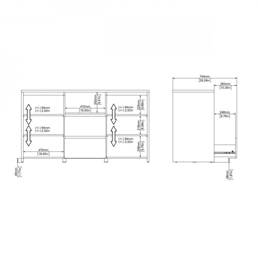 Komoda Nerea 318 jackson hickory/bílý lesk