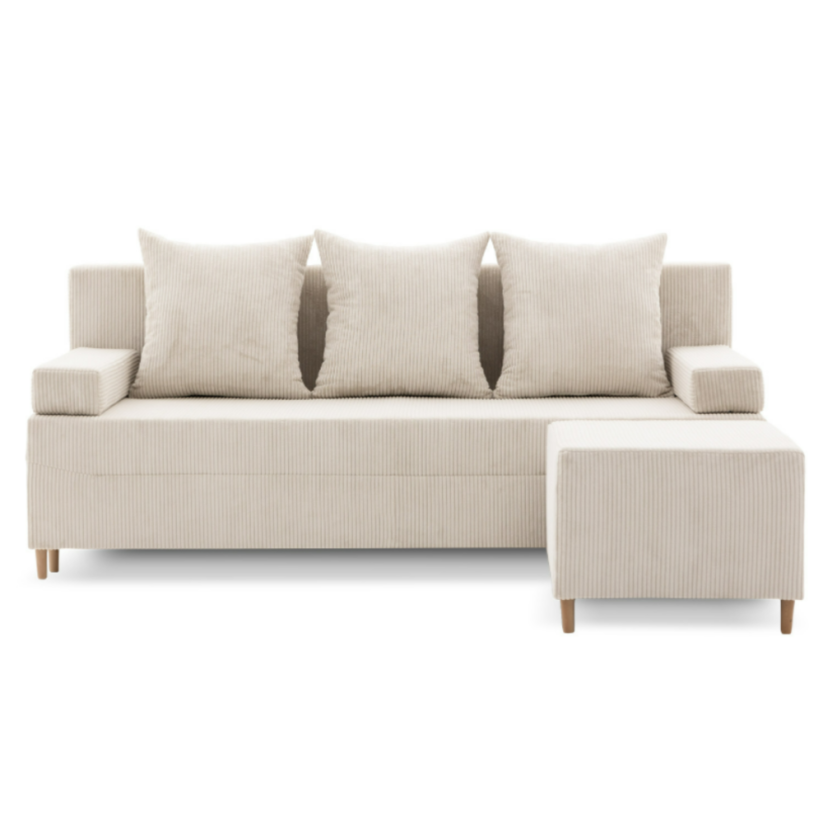 Rozkládací třímístná pohovka FIREZE + podnožka FIREZE béžová