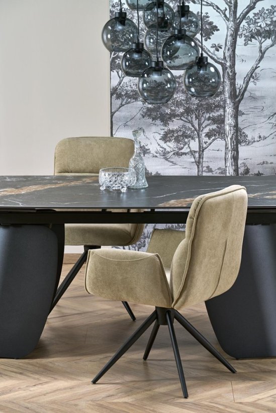 Rozkladací jedálenský stôl FORUM 180(260)x90 čierny mramor/čierny