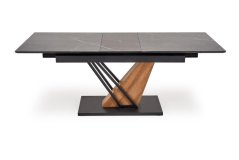 Rozkladací jedálenský stôl VOLANT 160(180)x90 čierny mramor/dub zlatý/čierna