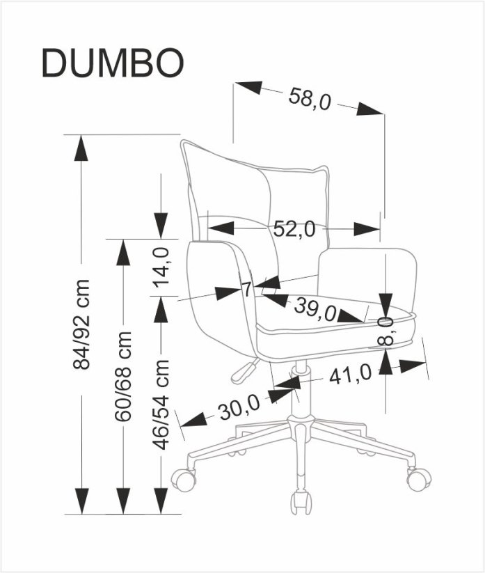 Kancelářské křeslo DUMBO světle šedá