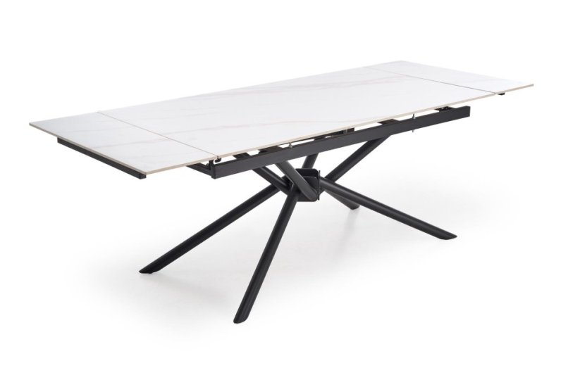 Rozkladací jedálenský stôl VITORINO 160(220)x90 biely mramor/čierna