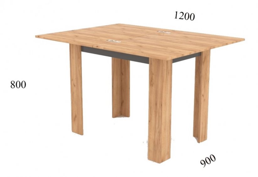 Jedálenský stôl rozkladací MANZINI dub kraft zlatý/antracit 90x60