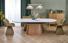 Rozkladací jedálenský stôl SIRIUS 160(240)x90 biely mramor / prírodný