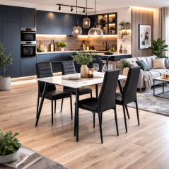 Jedlený stôl Ceramon 120 biela + 4ks jedálenská stolička TINO čierna