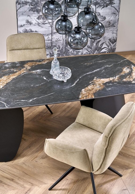 Rozkladací jedálenský stôl FORUM 180(260)x90 čierny mramor/čierny