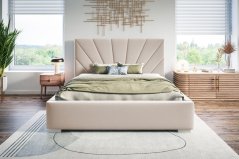 Čalouněná postel BED 9 180x200 světle béžová