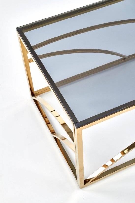 Konferenční stolek UNIVERSE 120x60 kouřové sklo/zlatý