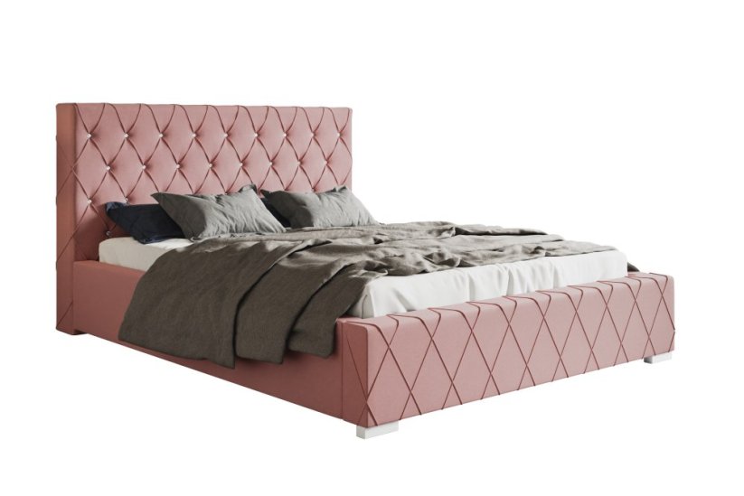 Čalouněná postel BED 4 160x200 růžová