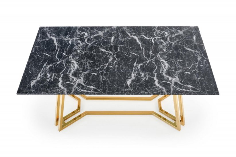 Jedálenský stôl KONAMI 160x90 čierny mramor/zlatý