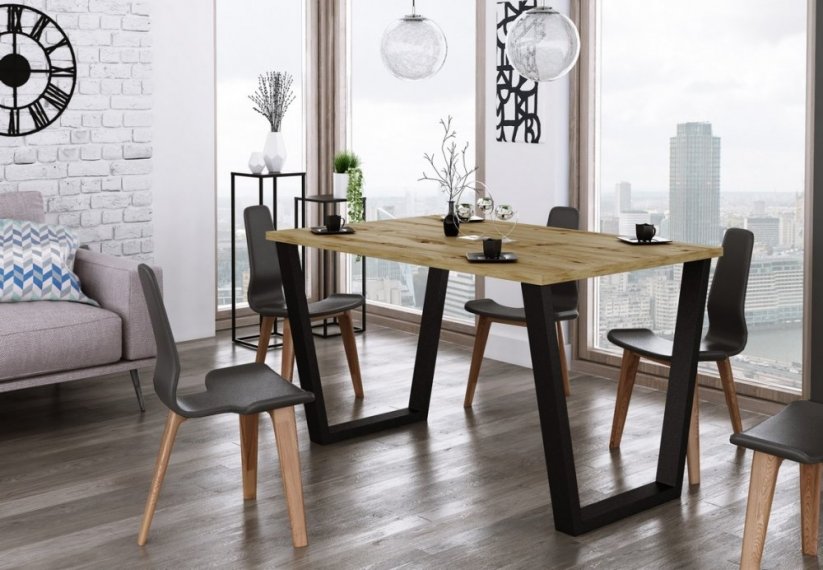 Jedálenský stôl KAISARA čierna/artisan 185x90