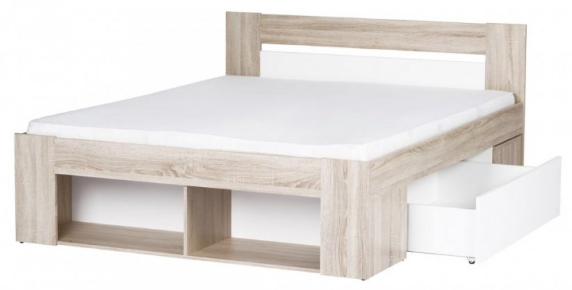 Posteľ MILO s nočnými stolíkmi dub sonoma/biela 160x200 cm