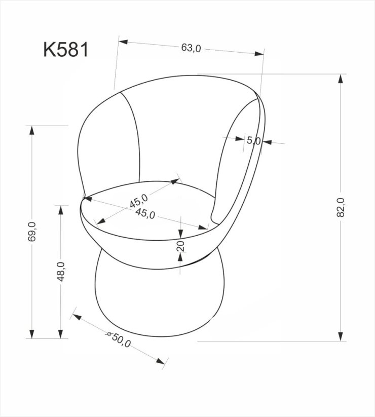 Otočné jídelní křeslo K581 šedá
