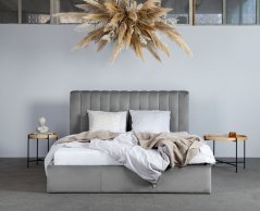 Čalúnená posteľ MAGGIE šedá/kovový rám 160x200