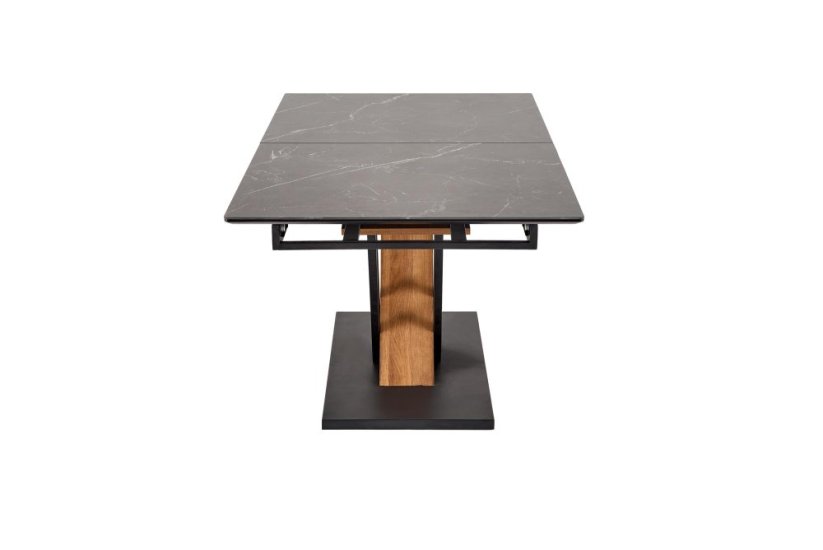 Rozkladací jedálenský stôl VOLANT 160(180)x90 čierny mramor/dub zlatý/čierna