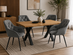 Jídelní set 4+1 (ROBUL 140x90 a SIENA Prémium šedá)