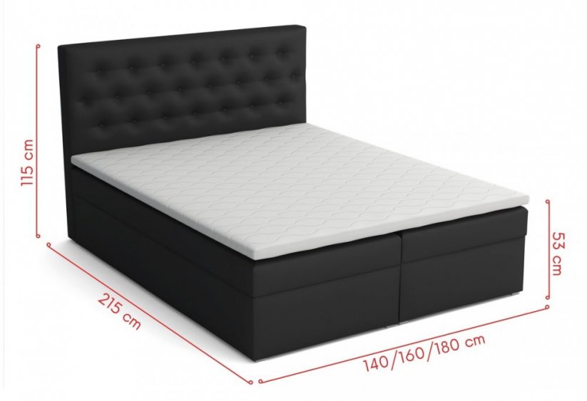 Postel s matrací s ÚP ANTONIO BOX ekokůže černá 160x200