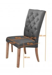 Jedálenská čalúnená stolička ATHENA sivá/dub natural