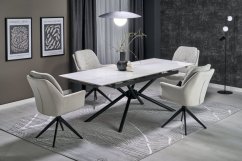 Rozkladací jedálenský stôl VITORINO 160(220)x90 biely mramor/čierna