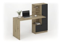Psací stůl s regálem HOBAS dub artisan / černá