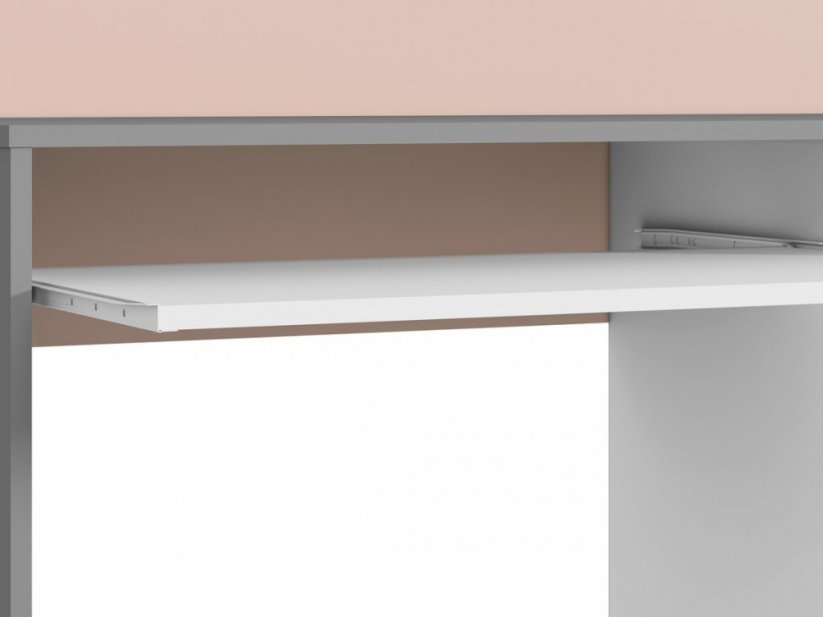 Písací stôl VILLOSA sivá/biela/ružová