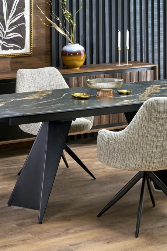 Rozkladací jedálenský stôl ARMANI 165(241)x90 čierny mramor/čierna