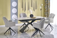 Rozkládací jídelní stůl LUCIANO 180(230)x90 bílý mramor/černý