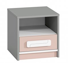 Nočný stolík VILLOSA sivá/biela/ružová