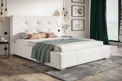 Čalouněná postel BED 5 140x200 bílá ekokůže