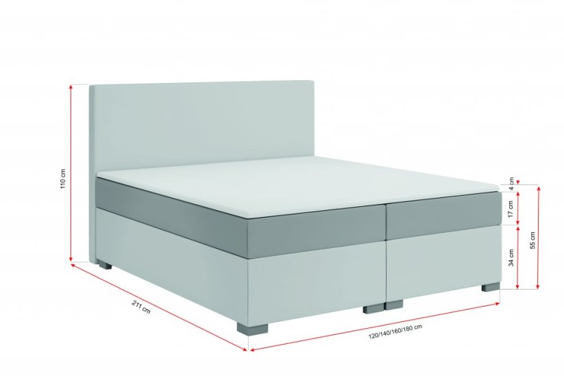 Kontinentální Boxspring postel CARINA 160x200 výběr z barev - výprodej skladu