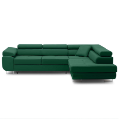 Rohová rozkládací sedací souprava RIGATTO PRAVÁ zelená