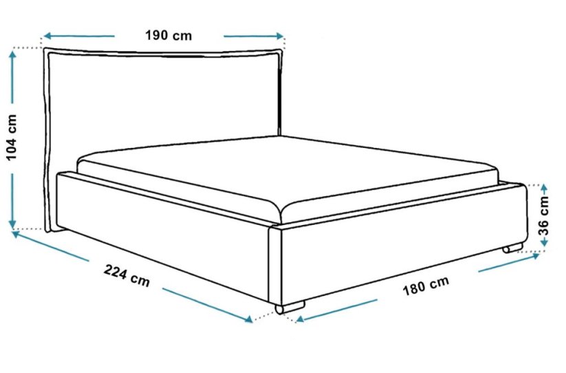 Čalouněná postel BED 19 JASMÍNE  160 X 200 výběz barev
