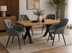 Jedálenský set 4+1 ROBUL 140 prírodný / SIENA Prémium sivá