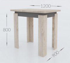 Jídelní stůl rozkládací MANZINI dub sonoma/antracit 90x60