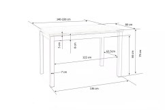 Rozkladací jedálenský stôl TIAGO 2 140(220)x80 biely