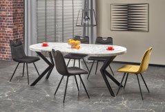 Rozkladací jedálenský stôl PERONI 100(250)x100 biely mramor/čierny