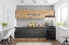 Kuchynská linka PERLA 260 dub artisan/tmavo sivá