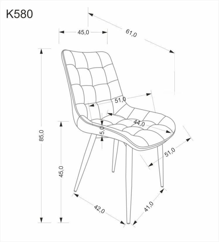 Jídelní židle K580 šedá - výprodej skladu