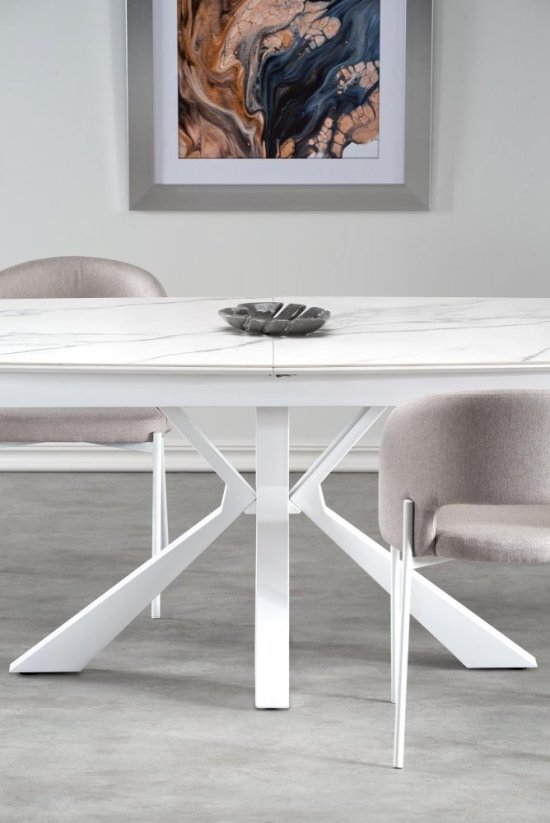 Rozkládací jídelní stůl VIVALDI 160(200)x89 bílý mramor