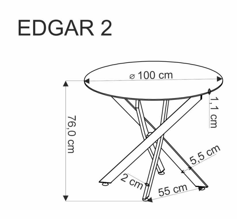 Okrúhly jedálenský stôl EDGAR 2 biely mramor/čierny
