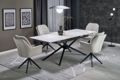 Rozkládací jídelní stůl VITORINO 160(220)x90 bílý mramor/černá