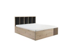 Dřevěná postel CALI C16 160X200 s lamelami dub artisan/černá