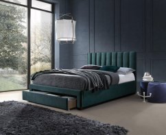 Čalúnená posteľ so zásuvkami GRACE 140x200 tmavo zelená