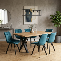 Jedálenský set 6+1 ROBUL 160 prírodný / NIKI tyrkysová