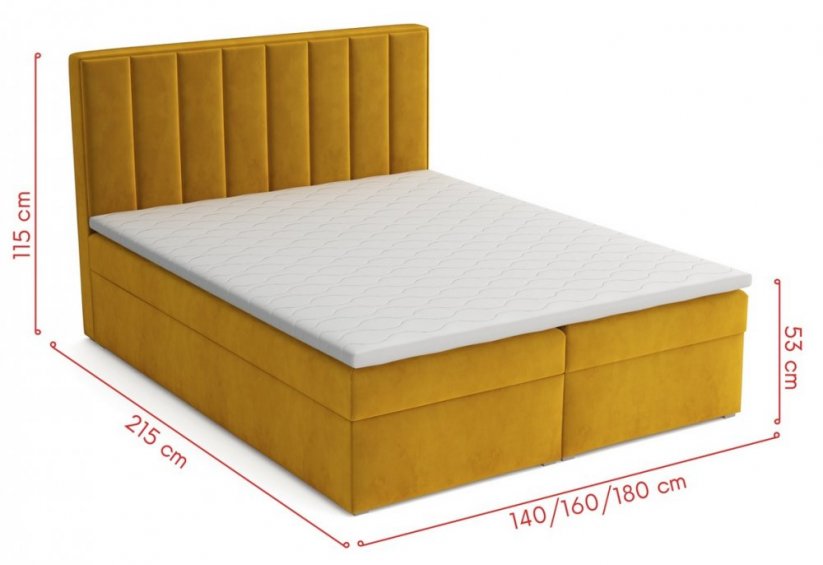 Postel s matrací s ÚP LUCINI BOX hořčicová 180x200