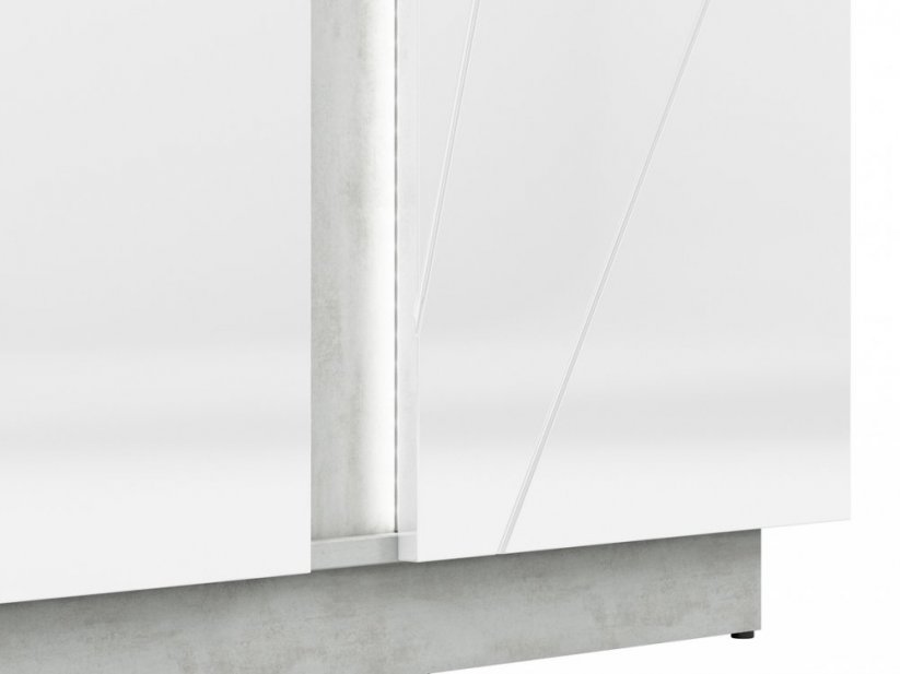Komoda 3D RUBENS beton šedý/bílá lesk