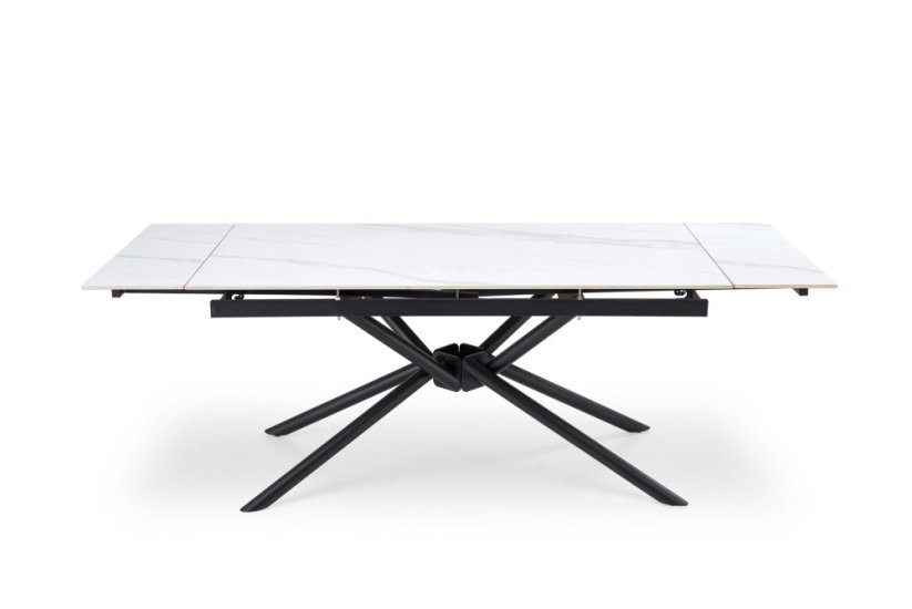 Rozkladací jedálenský stôl VITORINO 160(220)x90 biely mramor/čierna