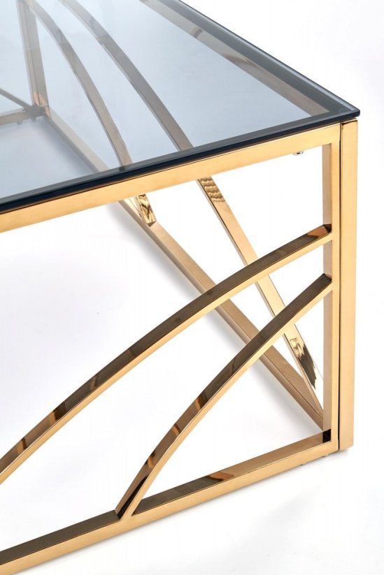 Konferenční stolek UNIVERSE 55x55 kouřové sklo/zlatý