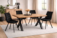 Jedálenský set 4+1 ROBUL 140 prírodný / NIKI čierna